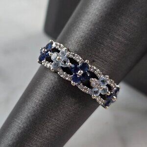 Womens Vintage Estate 14K White Gold Spinel Topaz & Diamond Ring, 2.3g E3988